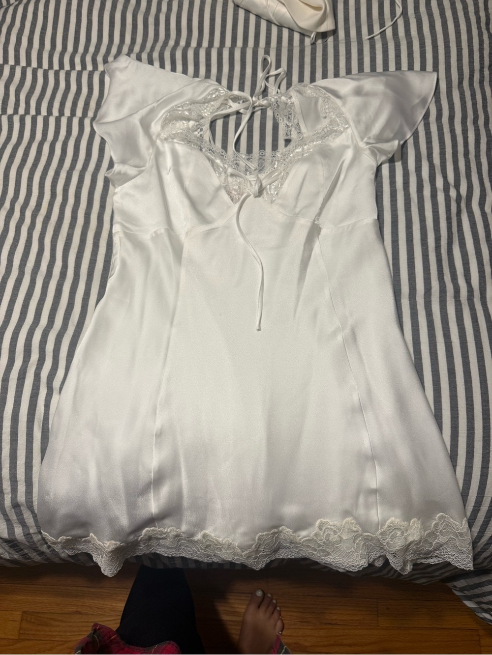 Show me your mumu white lace getting ready dress